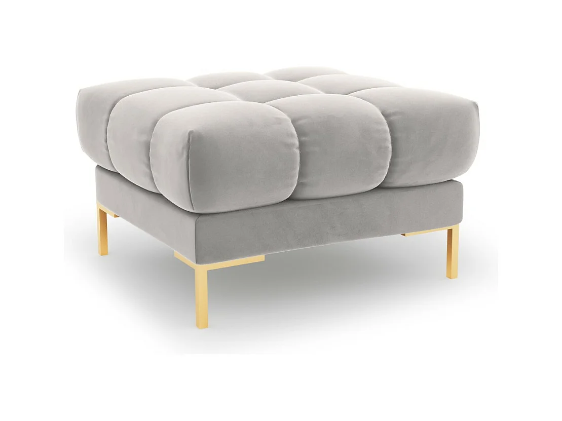 Cosmopolitan Design - Pouf "Bali" en velours argent - 60x60x41cm