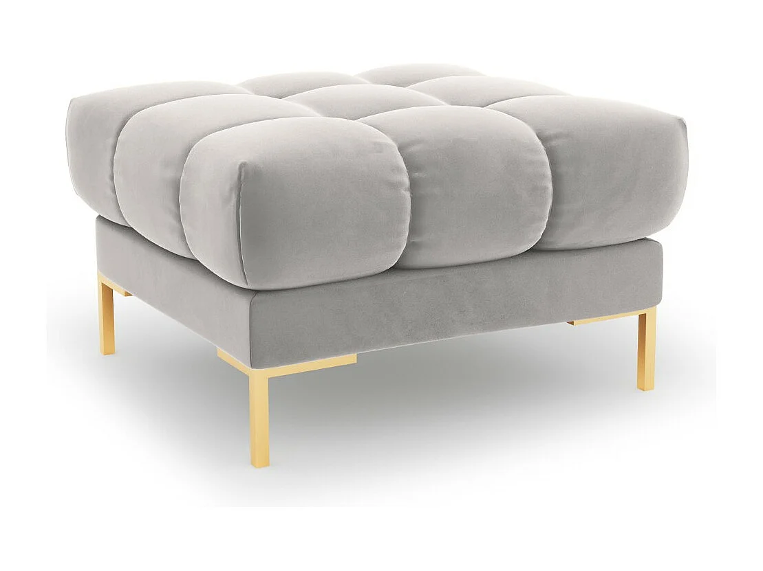 Cosmopolitan Design - Pufe "Bali" em veludo prata - 60x60x41cm