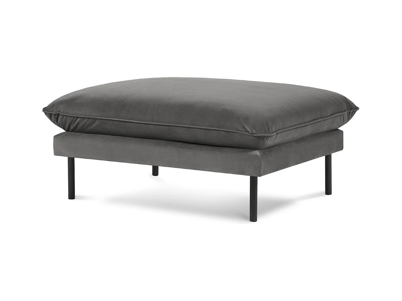 Cosmopolitan Design - Pouf "Vienna" en velours gris - 100x80x43cm