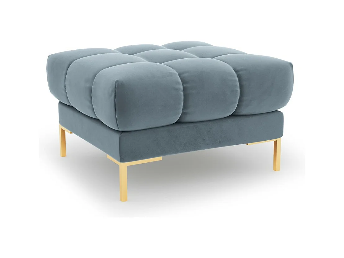 Cosmopolitan Design - Pouf "Bali" en velours bleu clair - 60x60x41cm