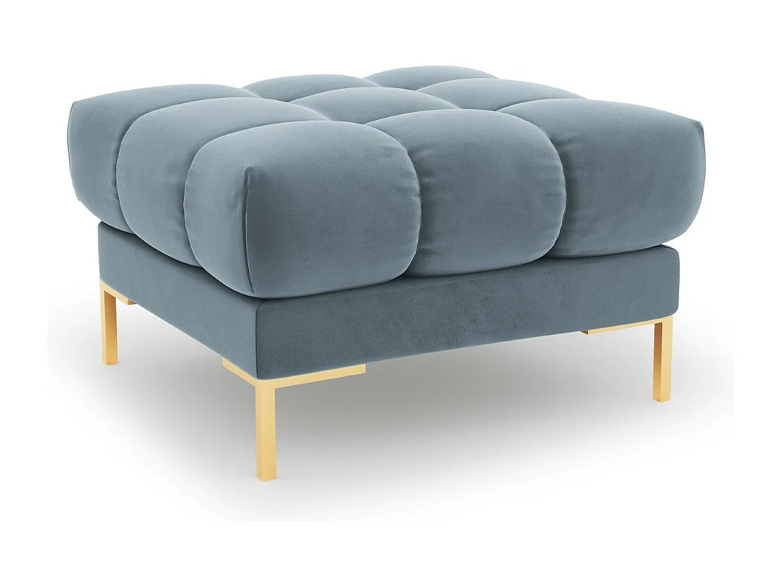 Cosmopolitan Design - Pufe "Bali" em veludo azul claro - 60x60x41cm