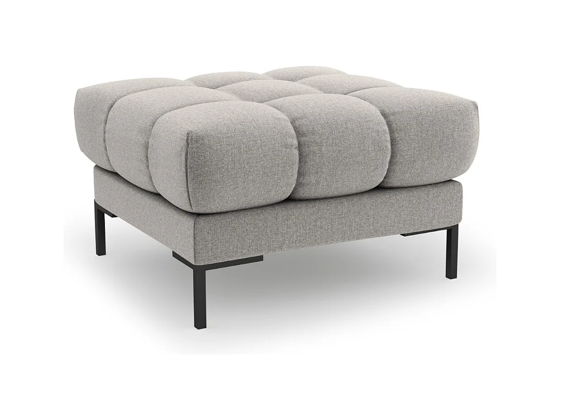 Cosmopolitan Design - Pouf "Bali" en tissu structurel gris clair - 60x60x41cm