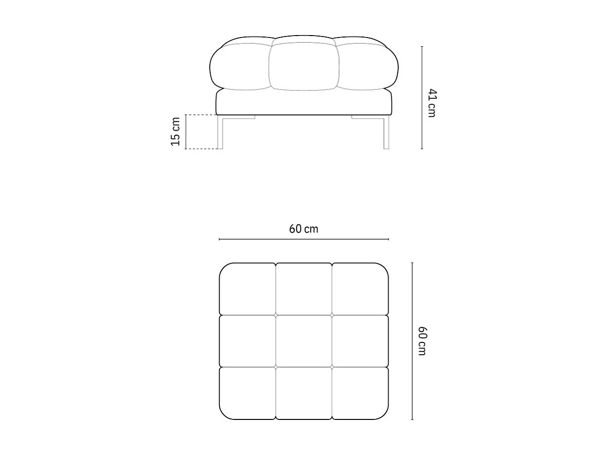 Cosmopolitan Design - Poef "Bali" Structurele stof, Lichtgrijs - 60x60x41cm