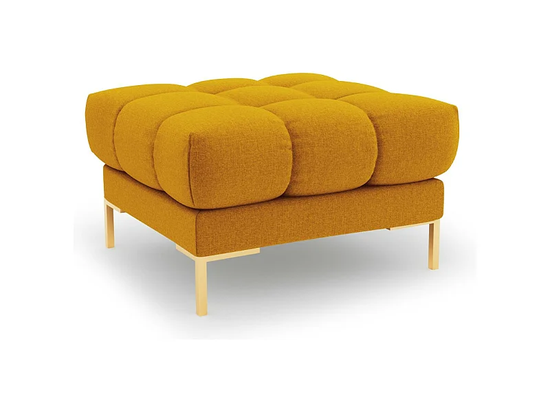 Cosmopolitan Design - Pouf "Bali" aus strukturiertem Stoff gelb - 60x60x41cm