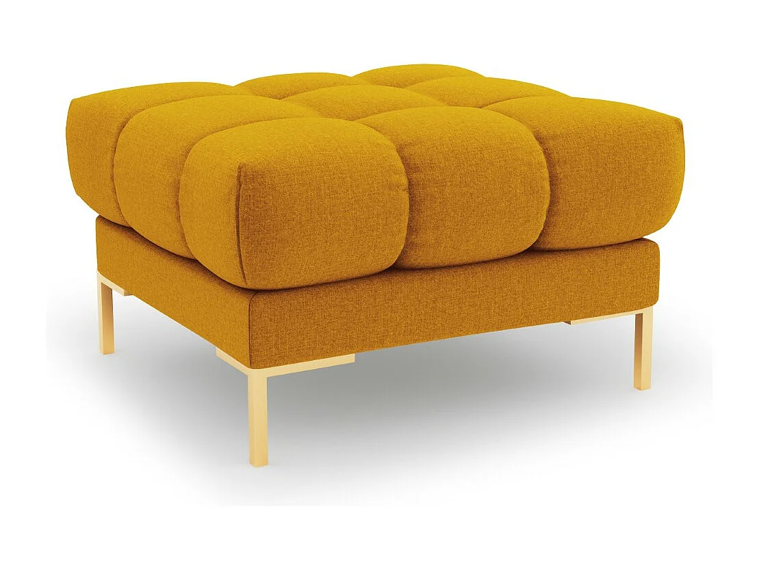 Cosmopolitan Design - Pouf "Bali" aus strukturiertem Stoff gelb - 60x60x41cm