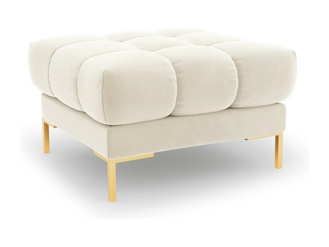 Cosmopolitan Design - Pouf "Bali" en velours beige clair - 60x60x41cm