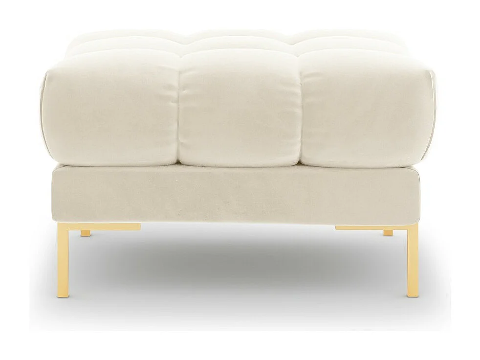 Cosmopolitan Design - Pouf "Bali" en velours beige clair - 60x60x41cm