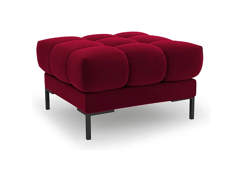 Cosmopolitan Design - Puf, "Bali" welur, czerwony - 60x60x41cm