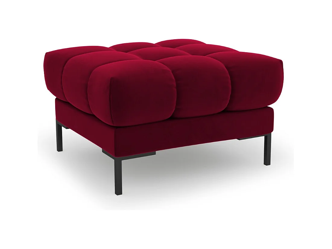 Cosmopolitan Design - Pouf "Bali" en velours rouge - 60x60x41cm