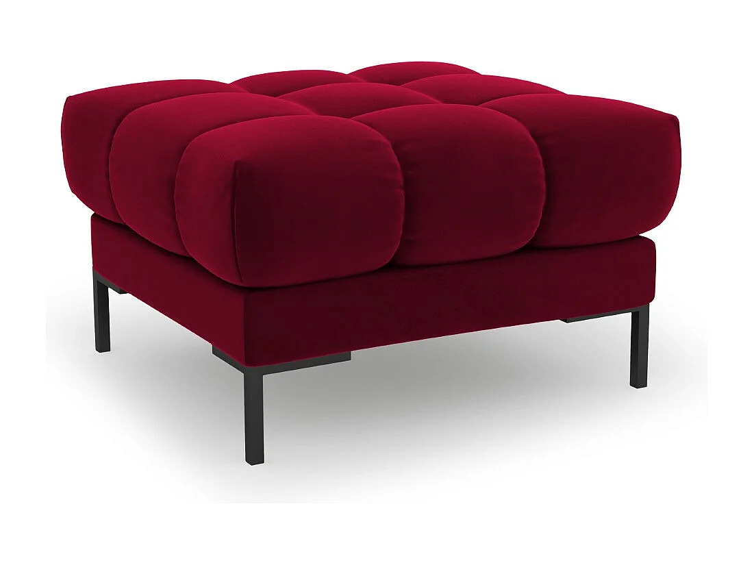 Cosmopolitan Design - Pufe "Bali" em veludo vermelho - 60x60x41cm
