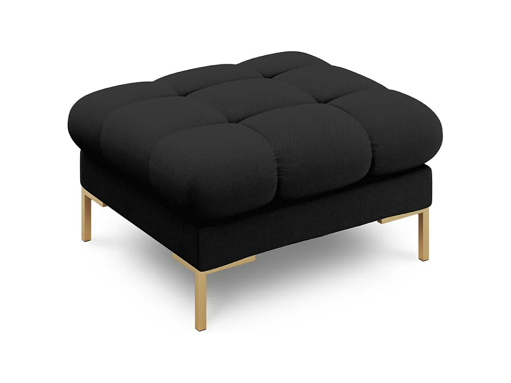 Cosmopolitan Design - Poef "Bali" Structurele stof, Zwart - 60x60x41cm