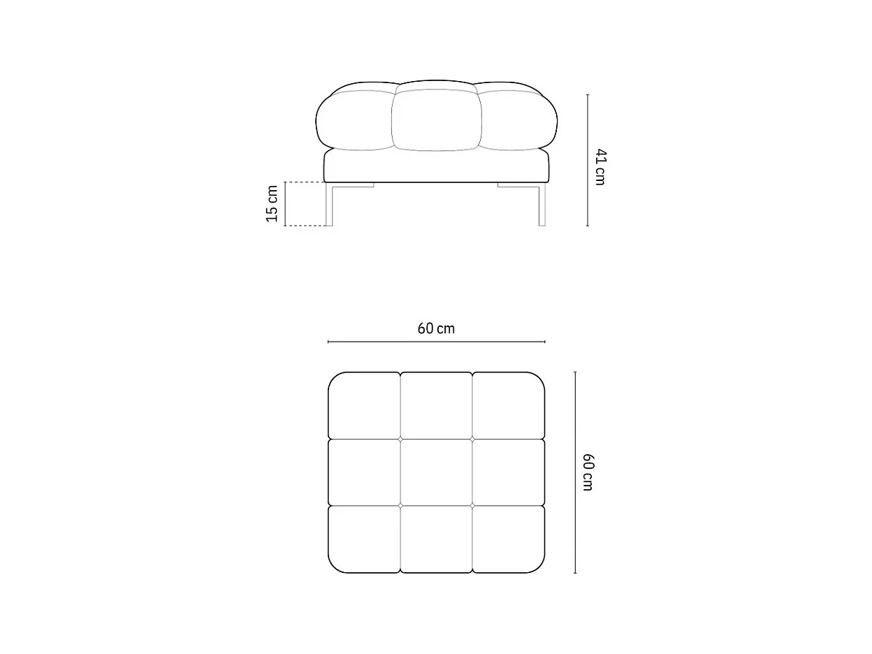 Cosmopolitan Design - Poef "Bali" Structurele stof, Zwart - 60x60x41cm