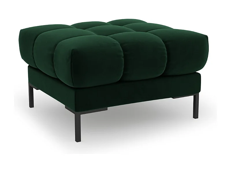 Cosmopolitan Design - Poef "Bali" Flueel, Flessengroen - 60x60x41cm