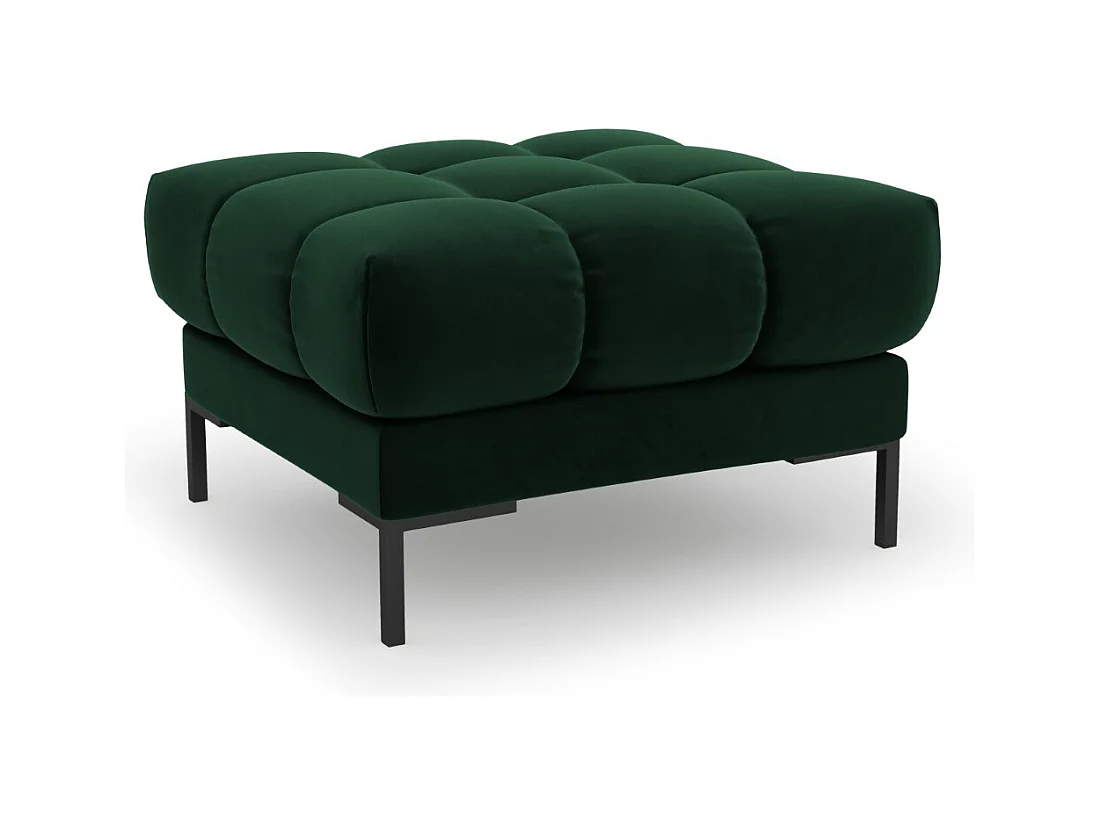 Cosmopolitan Design - Pouf "Bali" en velours vert bouteille - 60x60x41cm