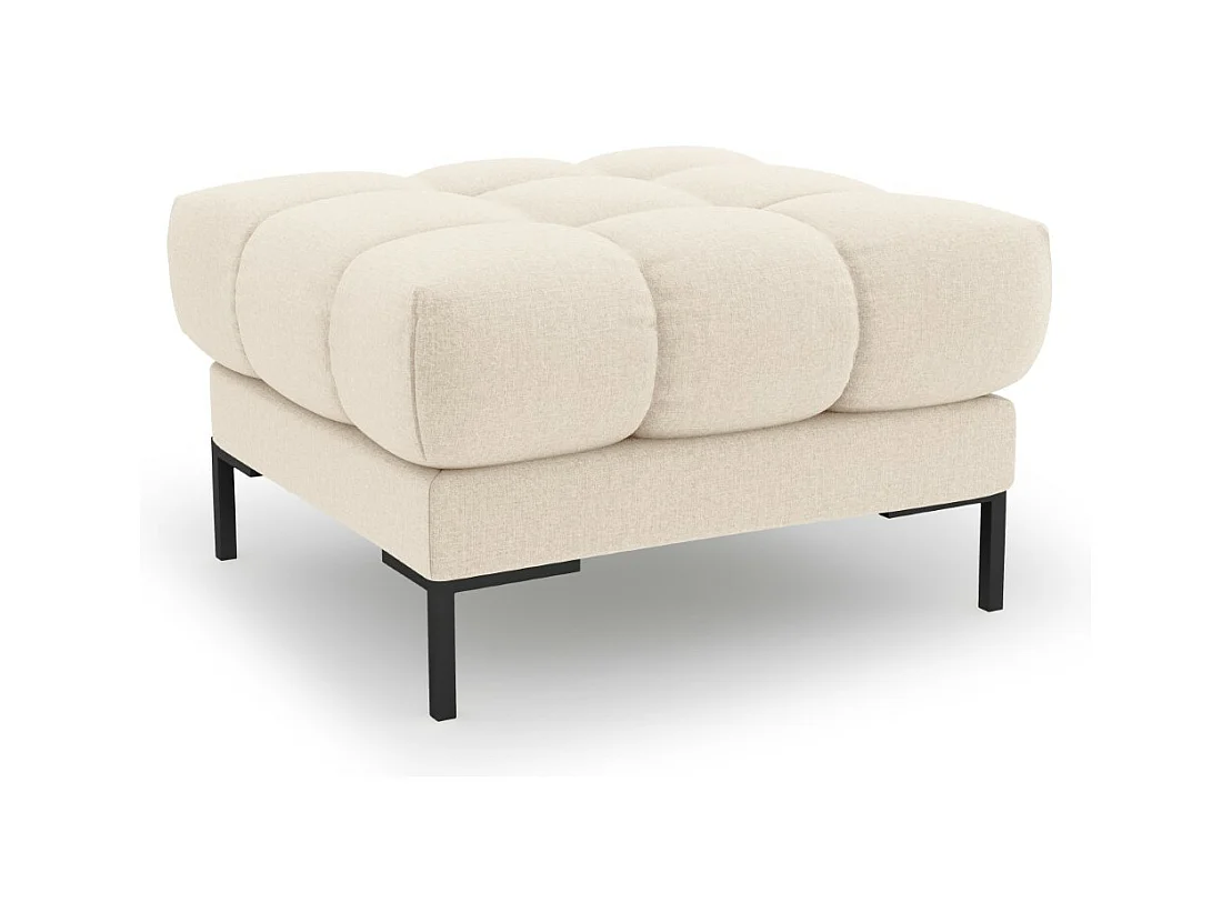 Cosmopolitan Design - Pouf "Bali" en tissu structurel beige clair - 60x60x41cm