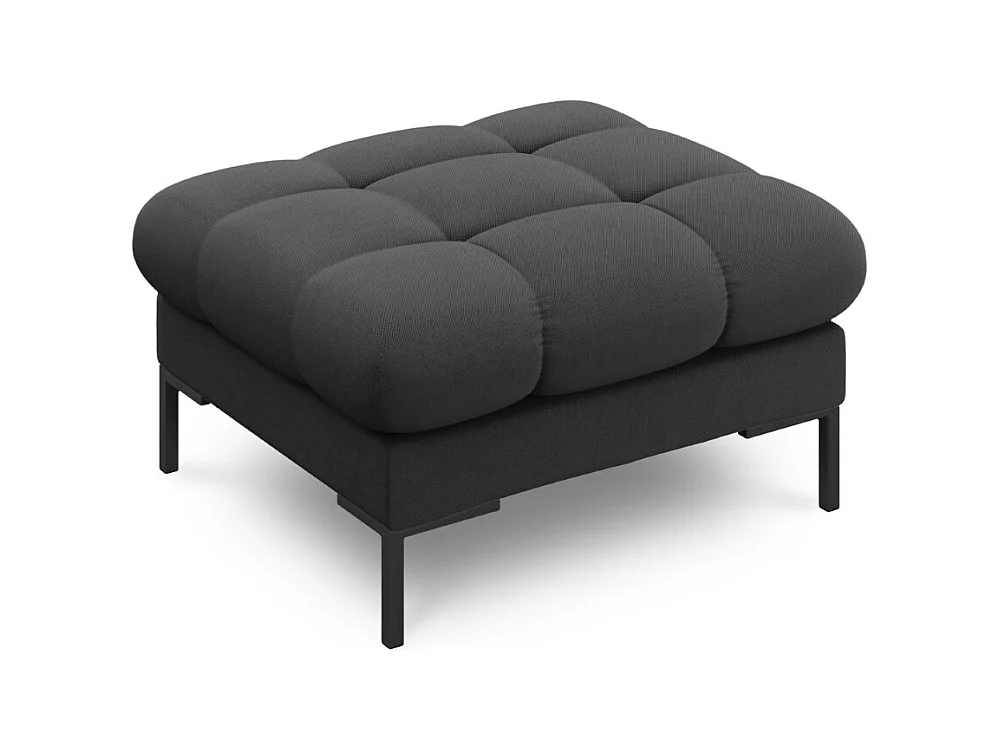 Cosmopolitan Design - Poef "Bali" Structurele stof, Donkergrijs - 60x60x41cm