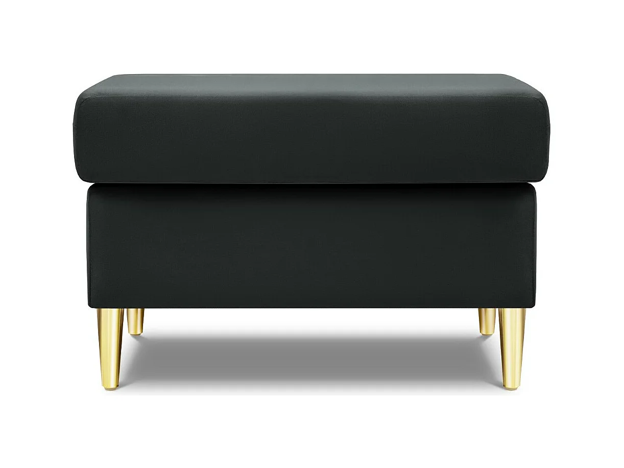 Cosmopolitan Design - Pouf "Kyoto" aus Samt dunkelgrau - 70x70x45cm