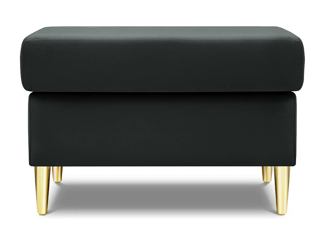 Cosmopolitan Design - Pouf "Kyoto" aus Samt dunkelgrau - 70x70x45cm