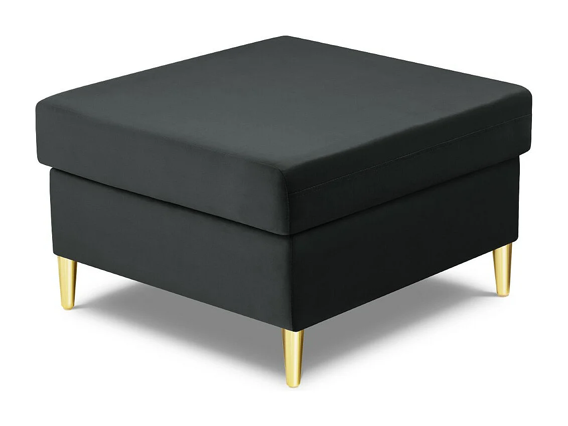 Cosmopolitan Design - Pouf "Kyoto" aus Samt dunkelgrau - 70x70x45cm