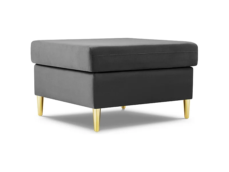 Cosmopolitan Design - Pouf "Kyoto" aus Samt hellgrau - 70x70x45cm