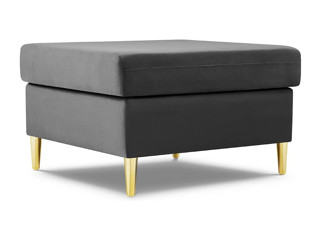 Cosmopolitan Design - Pouf "Kyoto" aus Samt hellgrau - 70x70x45cm