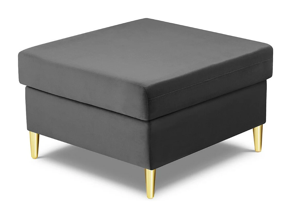 Cosmopolitan Design - Pouf "Kyoto" aus Samt hellgrau - 70x70x45cm