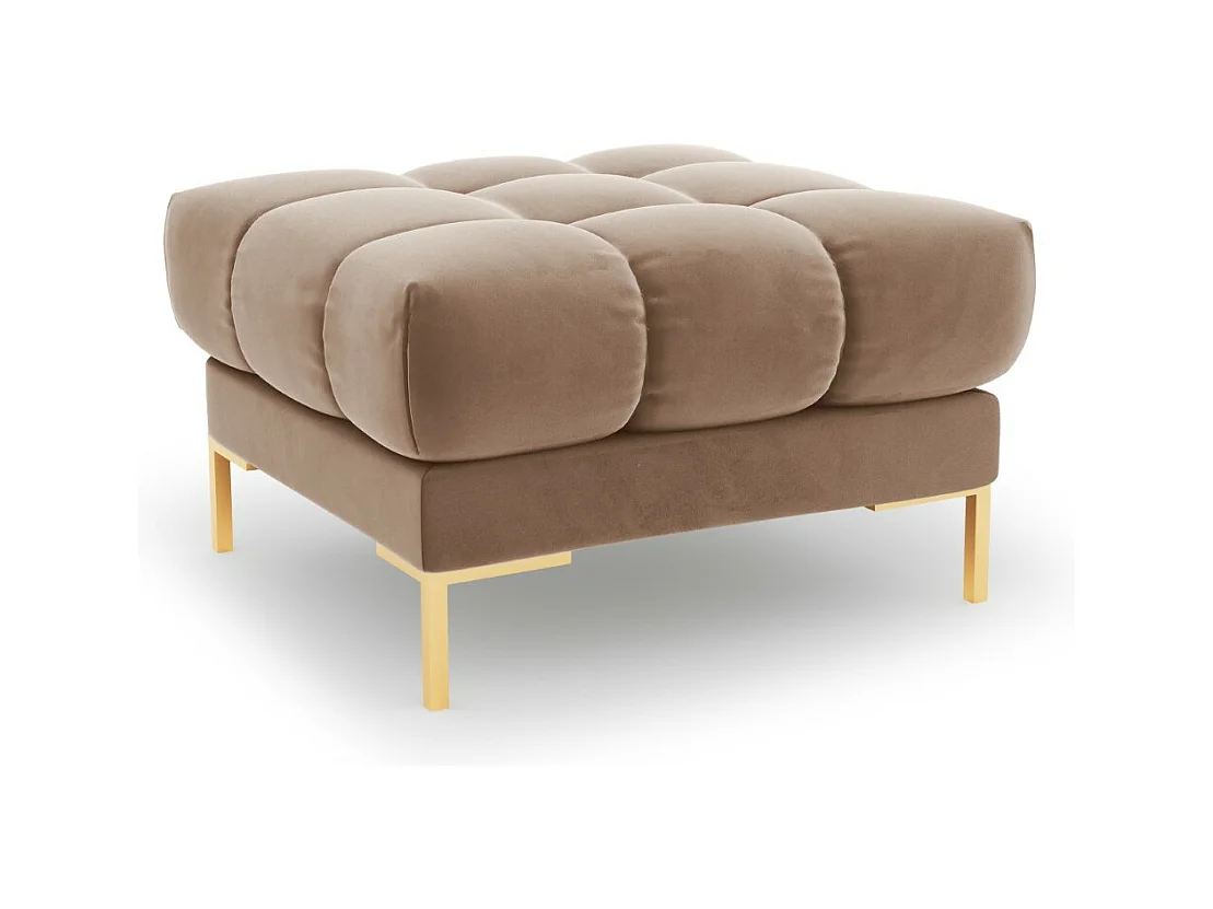 Cosmopolitan Design - Pouf "Bali" en velours beige - 60x60x41cm