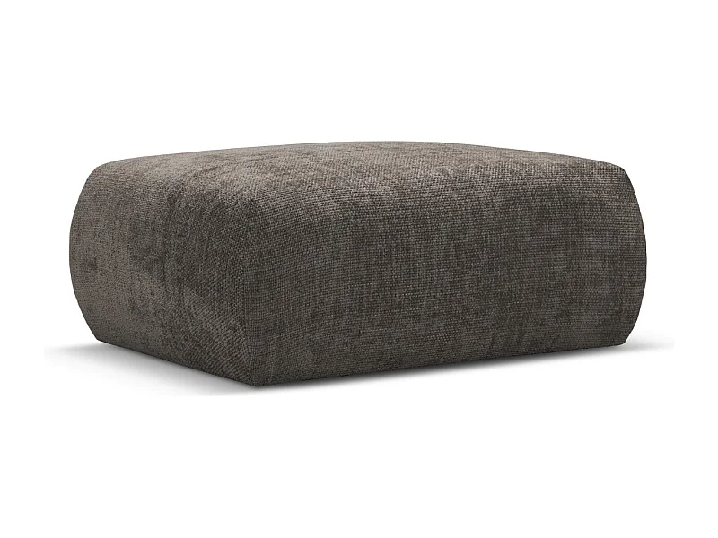 Cosmopolitan Design - Pufe "Matera" em tecido chenille cinza - 86x68x40cm