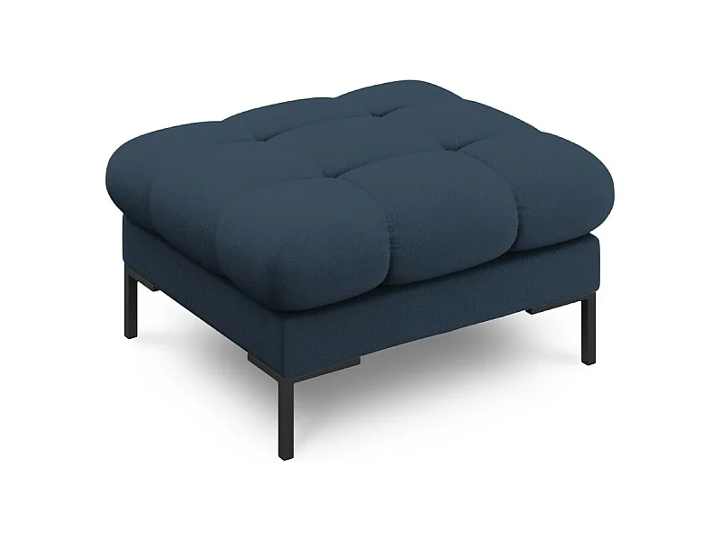 Cosmopolitan Design - Pouf "Bali" aus strukturiertem Stoff blau - 60x60x41cm