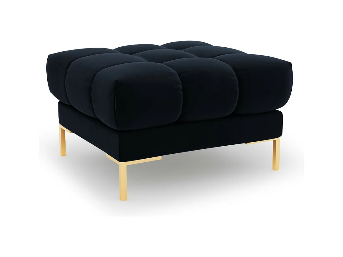 Cosmopolitan Design - Pouf "Bali" en velours bleu foncé - 60x60x41cm