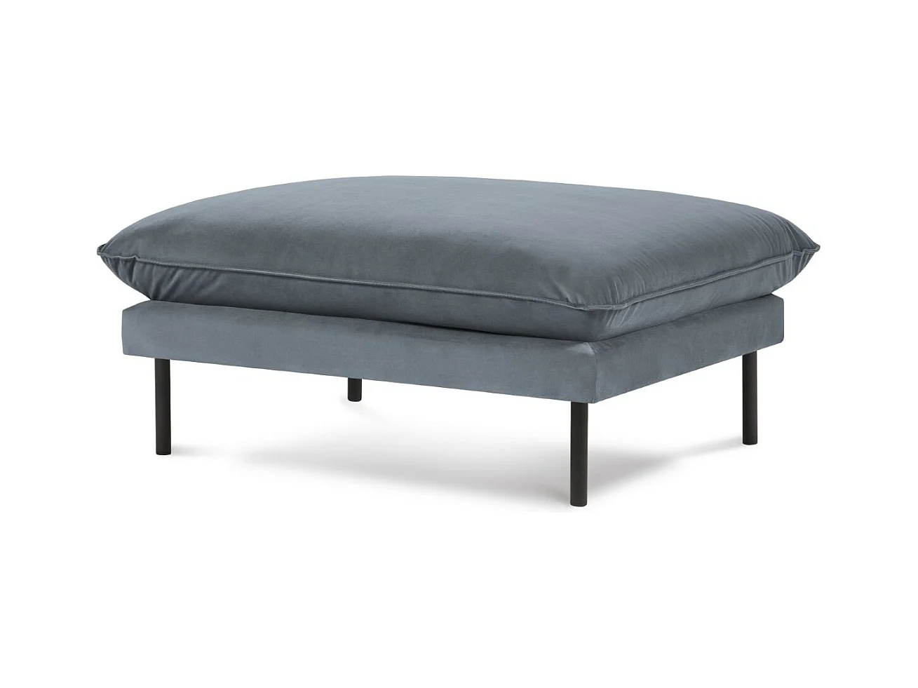 Cosmopolitan Design - Pouf "Vienna" en velours bleu gris - 100x80x43cm