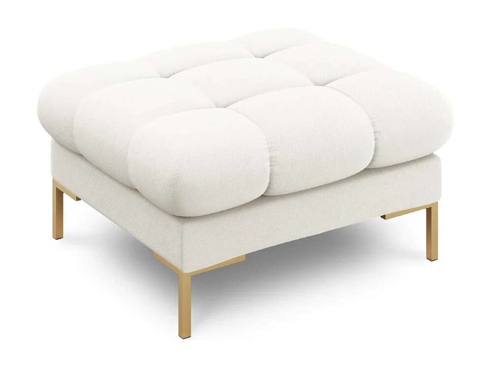 Cosmopolitan Design - Pouf "Bali" en tissu structurel beige clair - 60x60x41cm