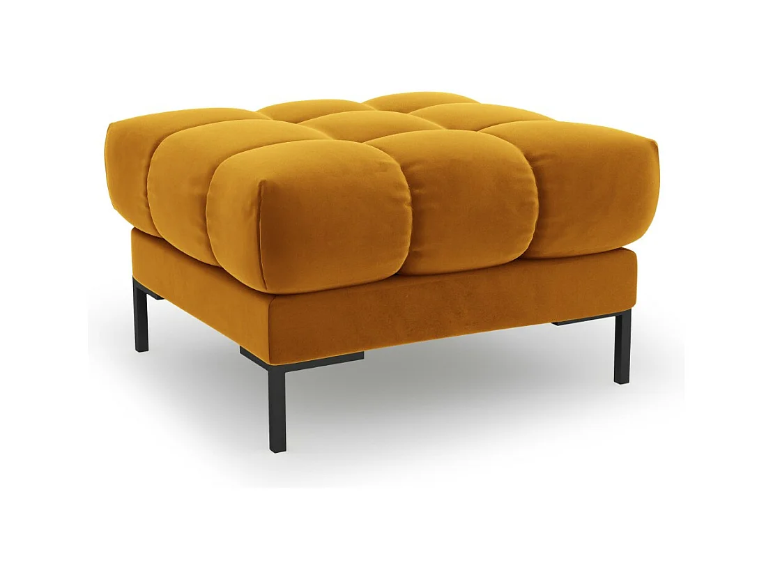 Cosmopolitan Design - Pouf "Bali" en velours jaune - 60x60x41cm