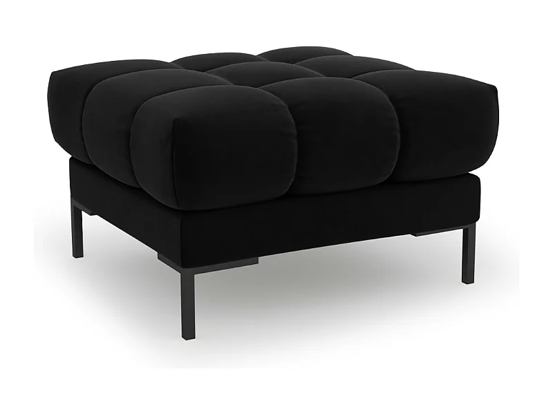 Cosmopolitan Design - Pouf "Bali" aus Samt schwarz - 60x60x41cm