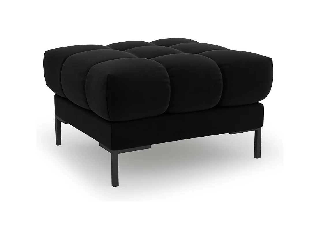 Cosmopolitan Design - Pouf "Bali" en velours noir - 60x60x41cm