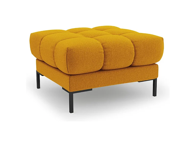 Cosmopolitan Design - Pouf "Bali" aus strukturiertem Stoff gelb - 60x60x41cm
