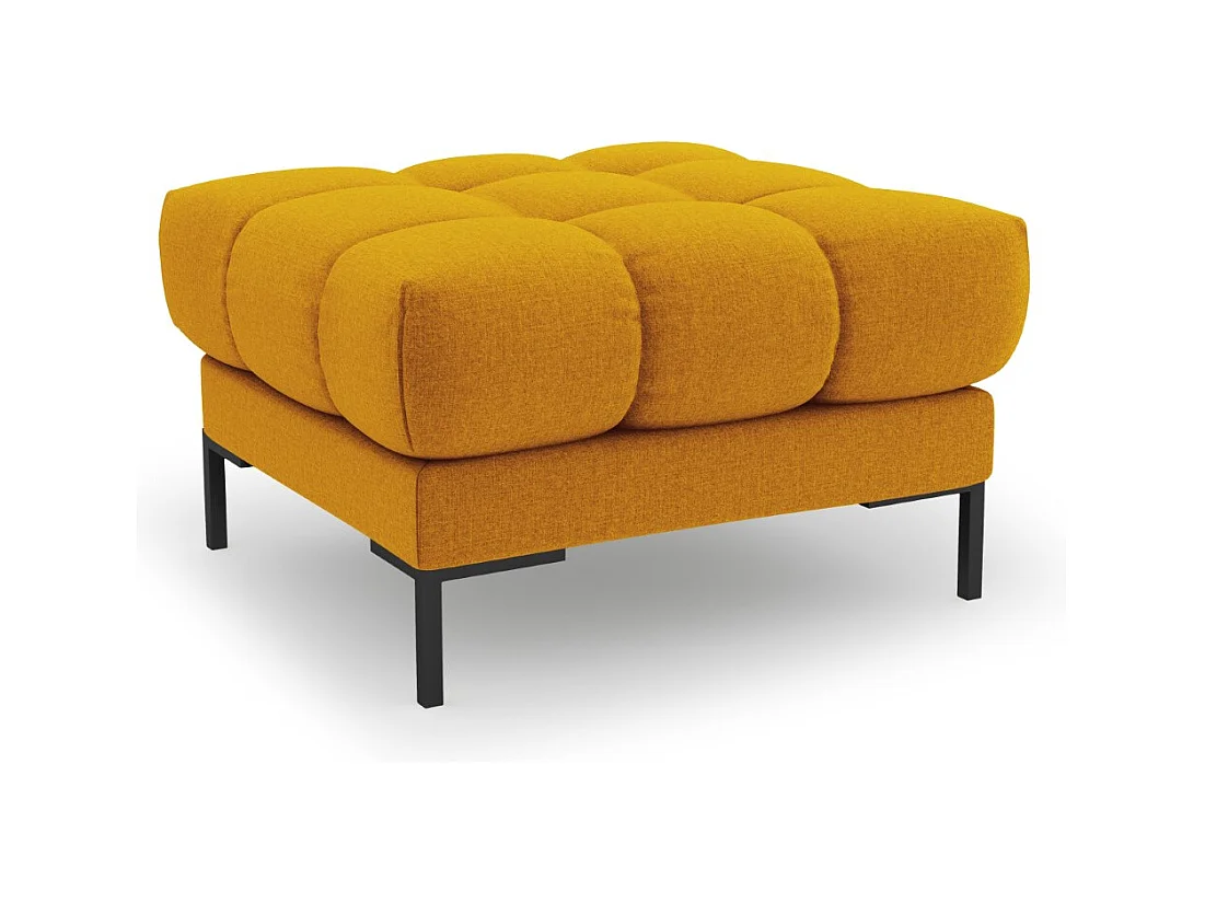 Cosmopolitan Design - Pouf "Bali" en tissu structurel jaune - 60x60x41cm