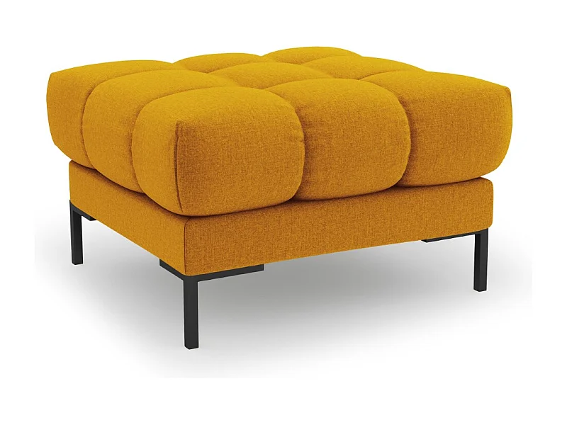 Cosmopolitan Design - Pufe "Bali" em tecido estrutural amarelo - 60x60x41cm