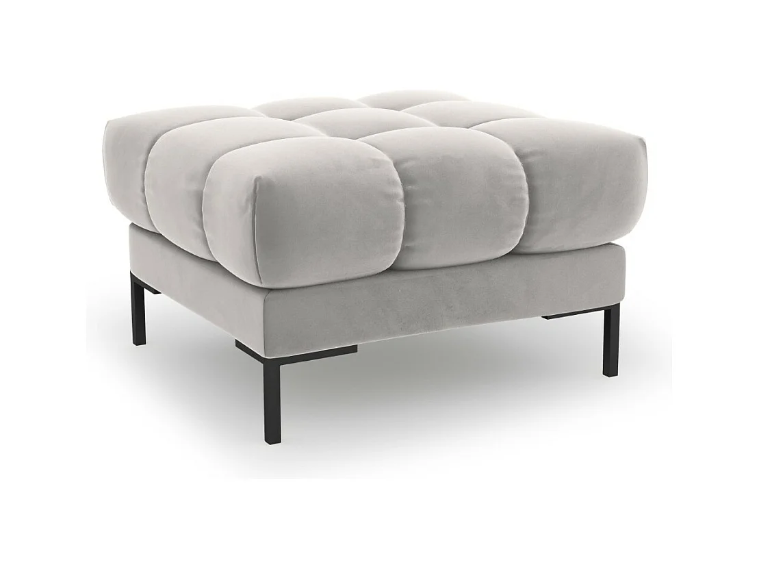 Cosmopolitan Design - Pouf "Bali" en velours argent - 60x60x41cm