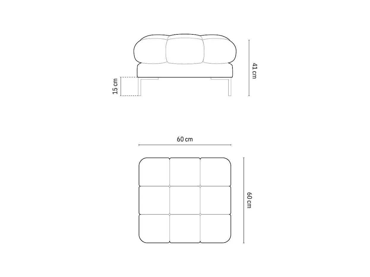 Cosmopolitan Design - Poef "Bali" Flueel, Geld - 60x60x41cm