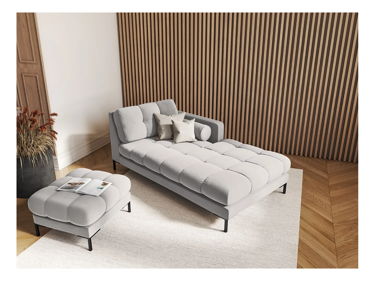 Cosmopolitan Design - Poef "Bali" Flueel, Geld - 60x60x41cm