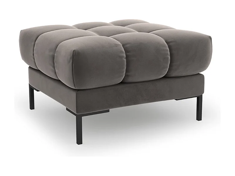 Cosmopolitan Design - Pouf "Bali" en velours gris clair - 60x60x41cm