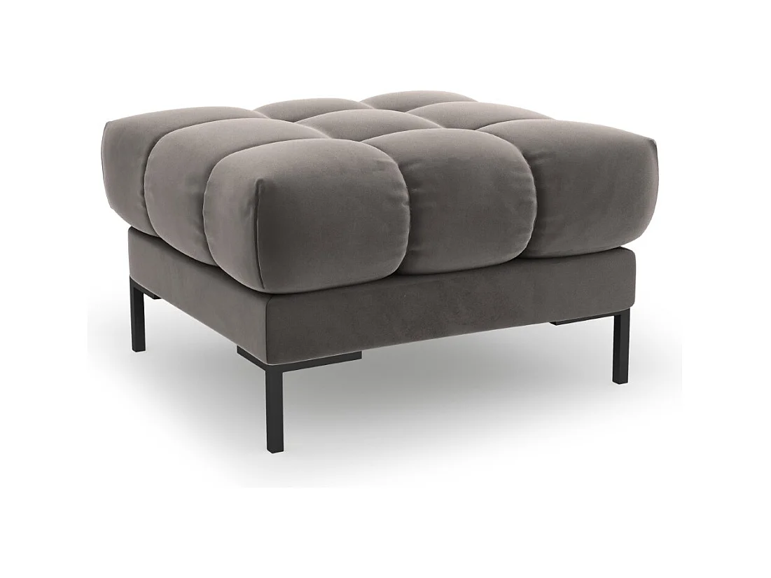 Cosmopolitan Design - Pouf "Bali" en velours gris clair - 60x60x41cm