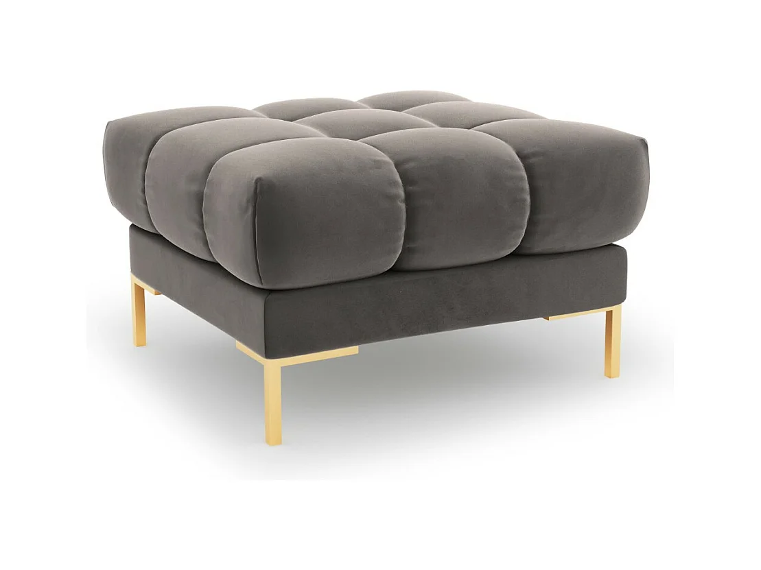 Cosmopolitan Design - Pouf "Bali" en velours gris clair - 60x60x41cm