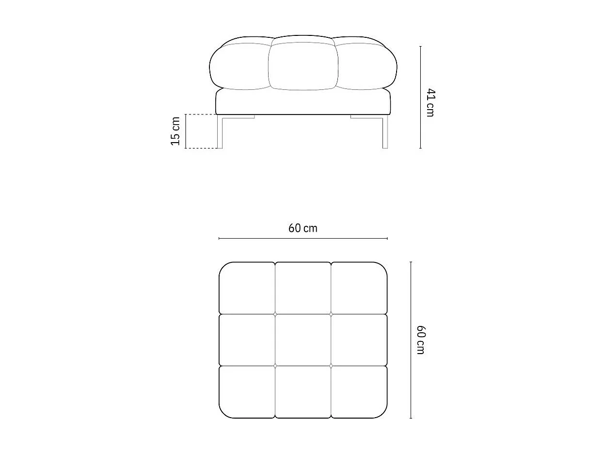 Cosmopolitan Design - Pufe "Bali" em veludo cinza claro - 60x60x41cm