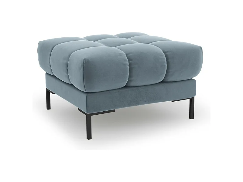 Cosmopolitan Design - Pouf "Bali" aus Samt hellblau - 60x60x41cm
