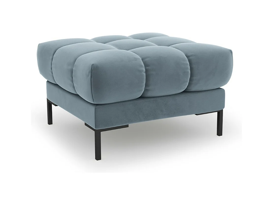 Cosmopolitan Design - Pouf "Bali" en velours bleu clair - 60x60x41cm