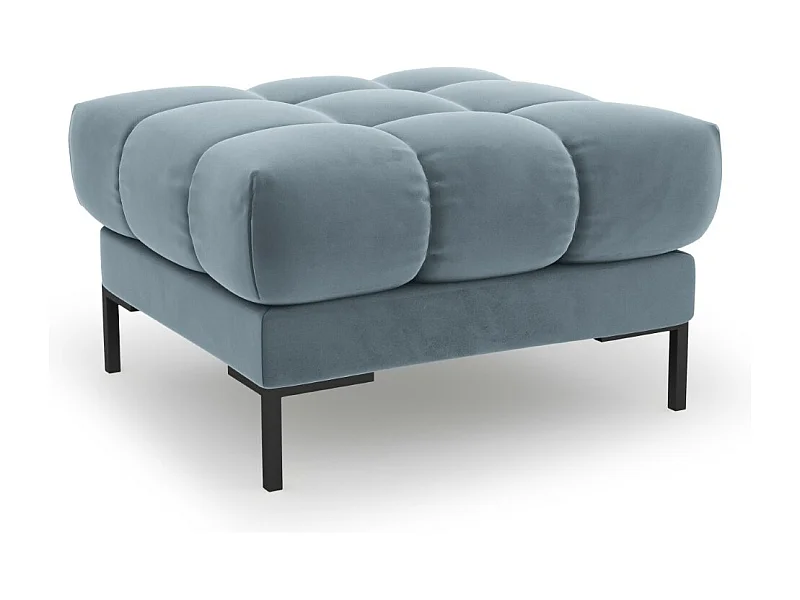 Cosmopolitan Design - Pouf "Bali" en velours bleu clair - 60x60x41cm