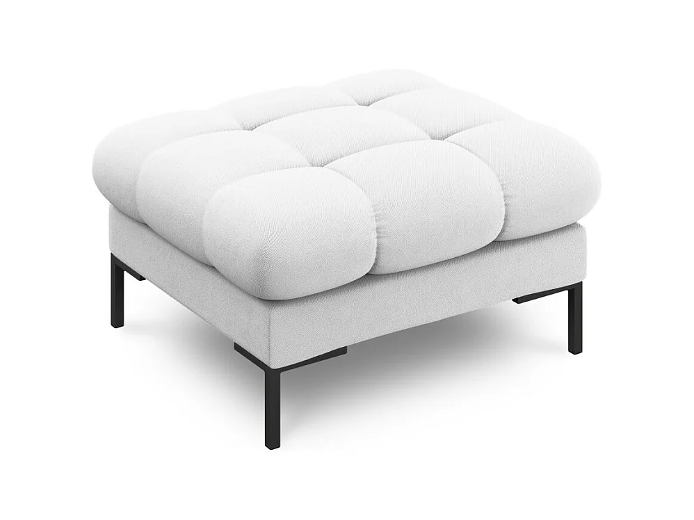 Cosmopolitan Design - Pouf "Bali" en tissu structurel gris clair - 60x60x41cm