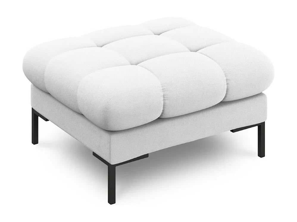 Cosmopolitan Design - Pouf "Bali" en tissu structurel gris clair - 60x60x41cm